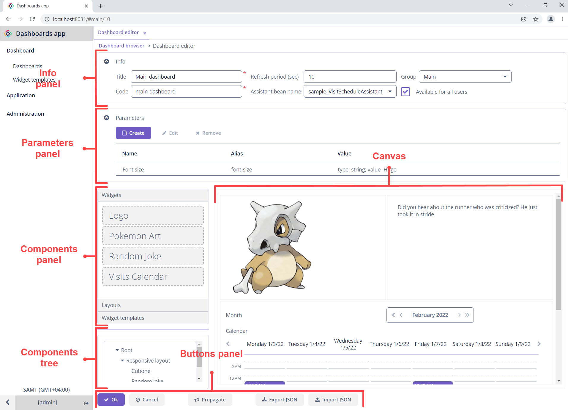 dashboards editor