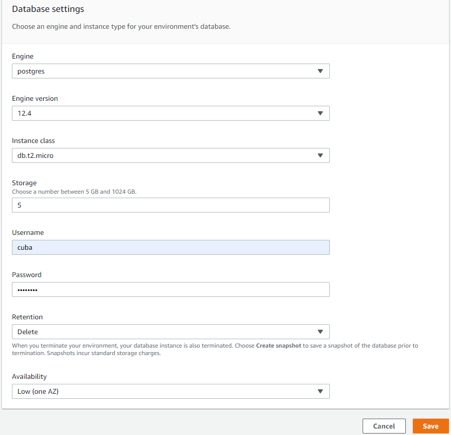 aws rds parameters