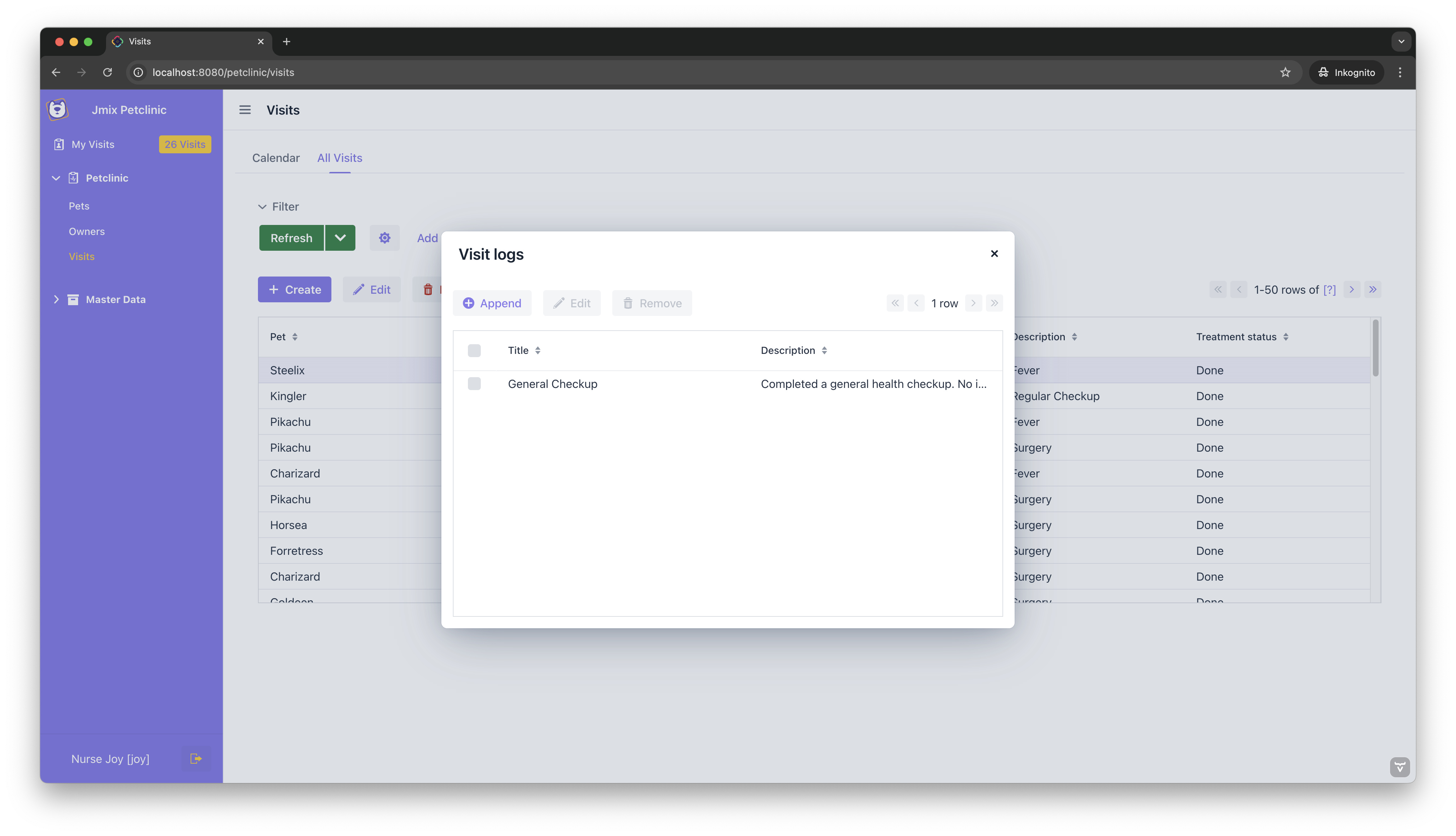 List Visit Logs for Visit