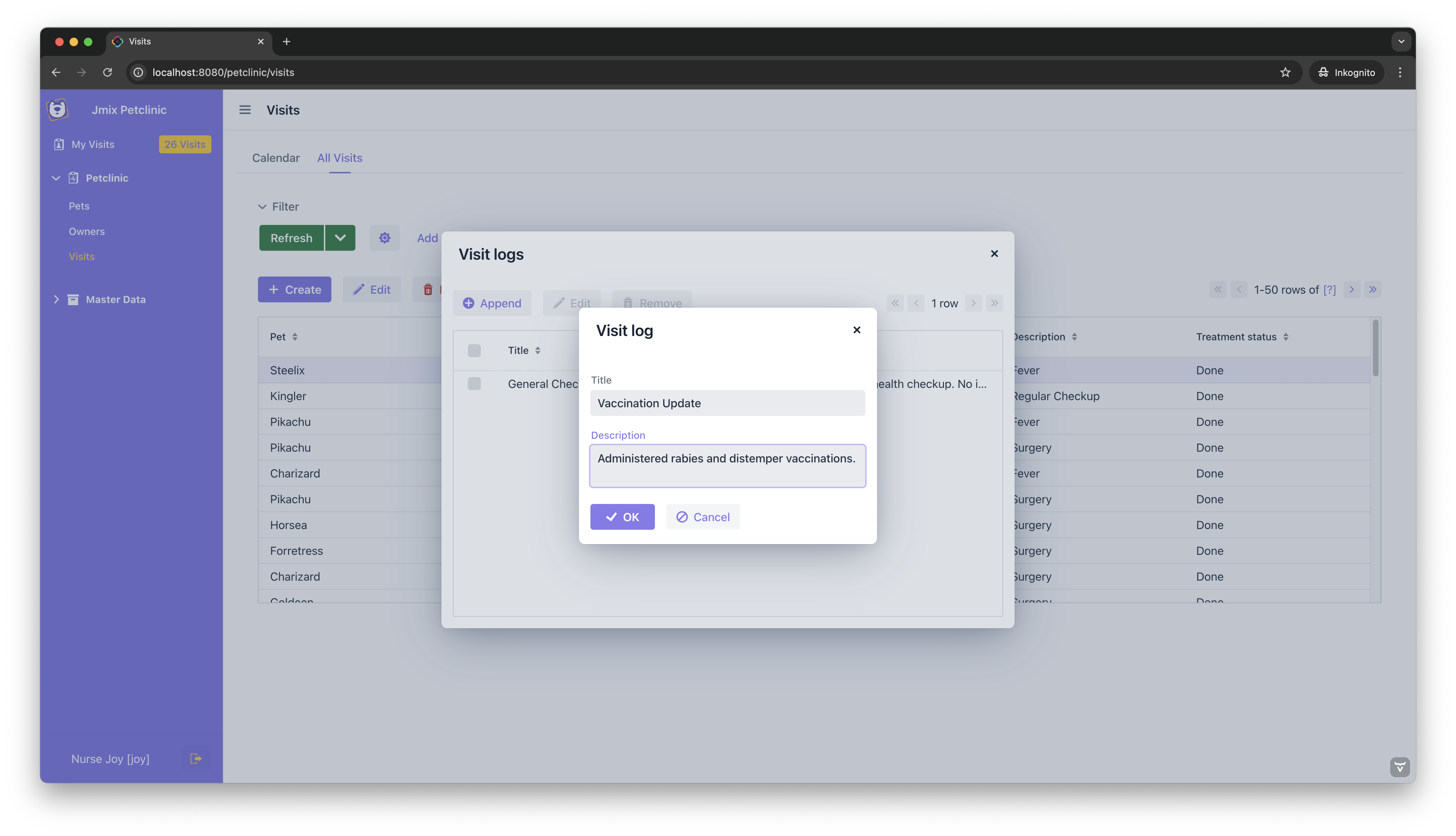 Creating a Visit Log