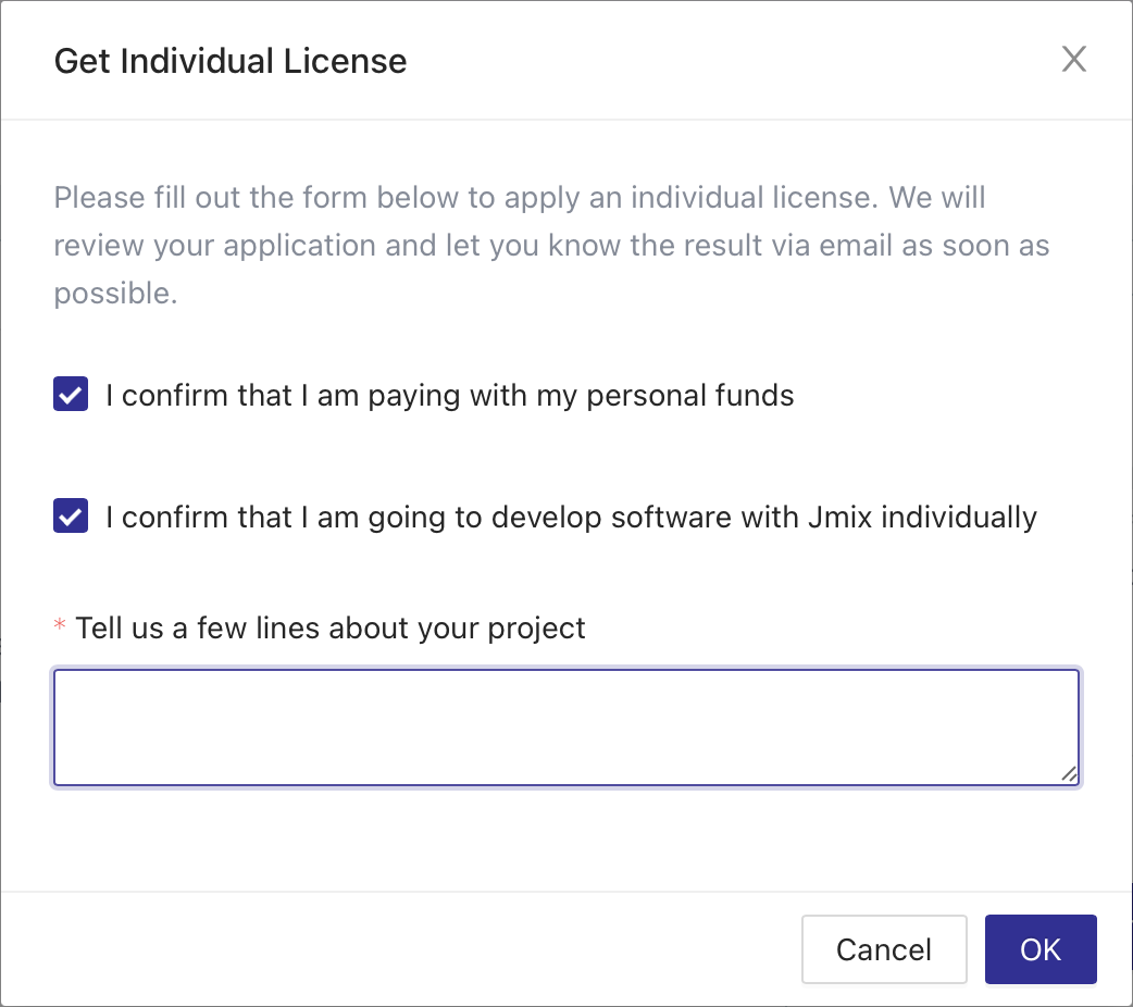 get idividual license dialog