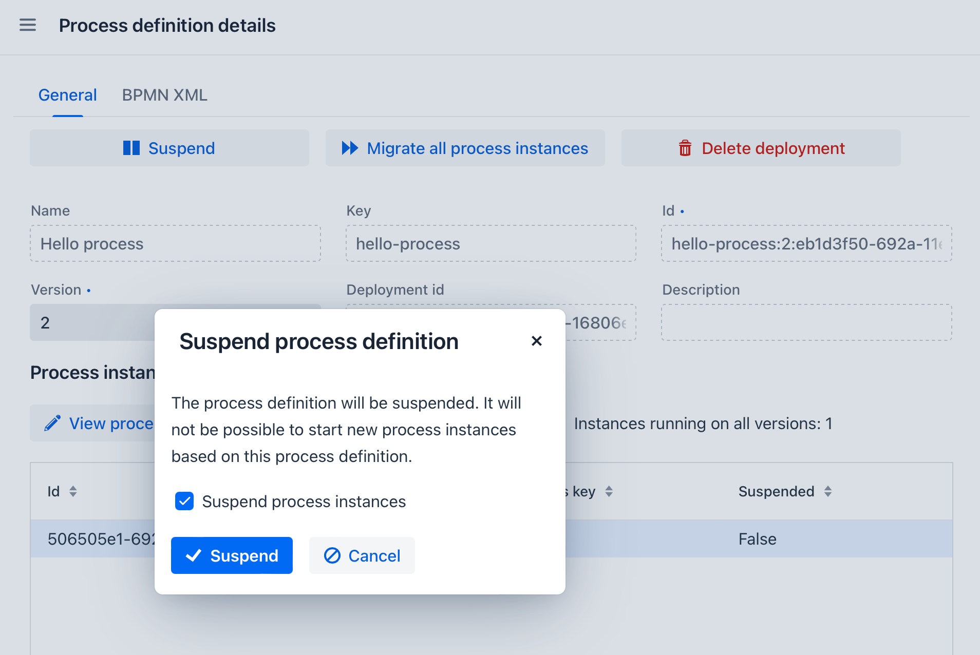 process definition suspend