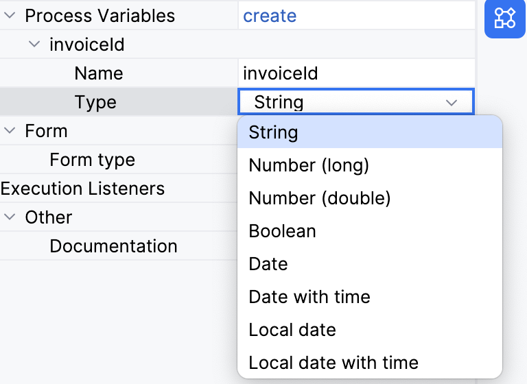 edit process variable in start event