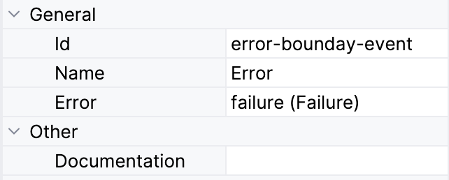 error boundary event properties