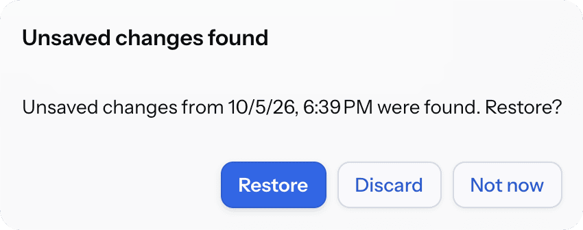 restore dialog